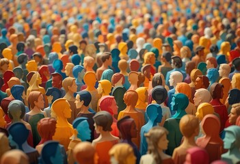 Obraz premium a paper cut of of a crowd of diverse people