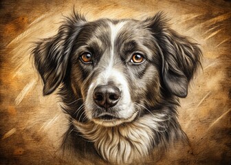 Black and White Charcoal Sketch on Intricate Paper Pattern - Stock Photo