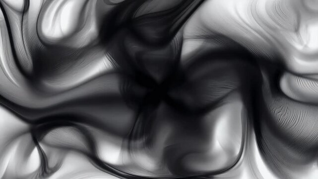 Seamless 4K abstract animation featuring dynamic duotone patterns grey black ink creating mesmerizing motion background digital video backdrops