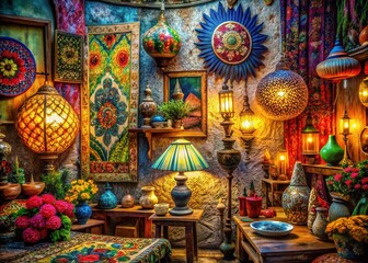 Fototapeta premium Bohemian Collage Art Long Exposure Textured Wallpaper Background Stock Photo