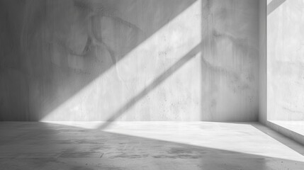 Minimalistic Concrete Room Interior with Natural Light and Shadows