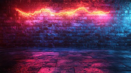 A vibrant neon-lit wall with colorful lighting effects.