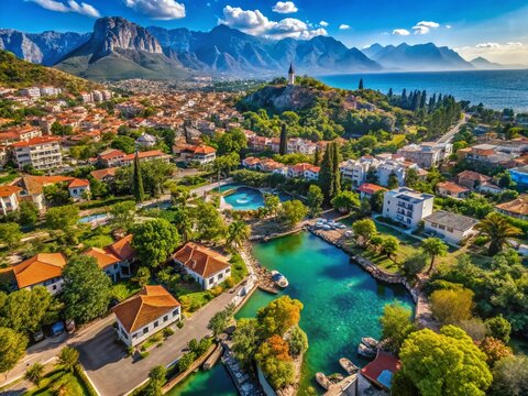 Breathtaking Aerial Panoramic View of Korkuteli, Antalya, Turkey: Seyir Park & Surrounding Landscape
