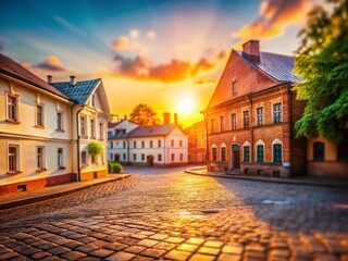 Fototapeta premium Brest Courtyard Sunset: Tilt-Shift Miniature Old Town Belarus