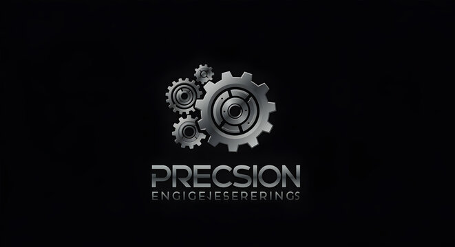 Precision Engineering Gears Logo Design with Mechanical Elements