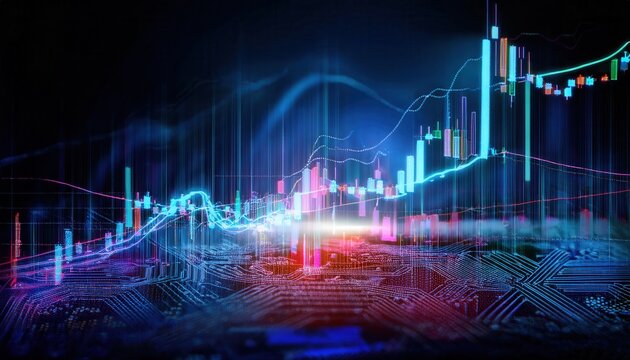 Abstract Cryptocurrency Trading Graph with AIPowered Market Insights