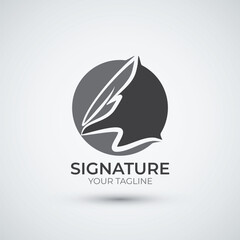 Flat Quill Signature logo design inspiration template