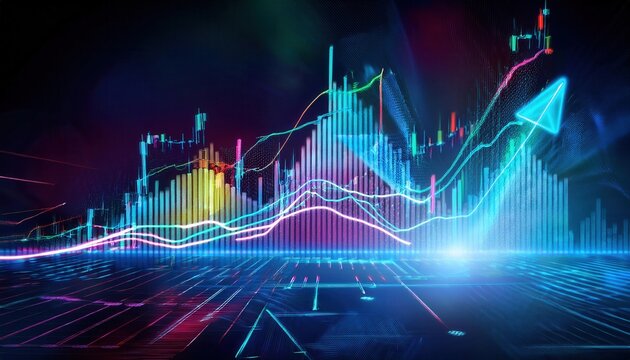 Abstract Cryptocurrency Trading Graph with AIPowered Market Insights