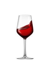 Red wine glass on white background