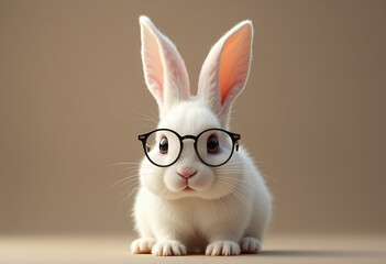 Fototapeta premium white rabbit wear eyeglass