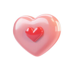 Fototapeta premium A 3D-rendered glossy heart with a smaller red heart in the center. Perfect for love, romance, Valentine's Day, and emotional themes.