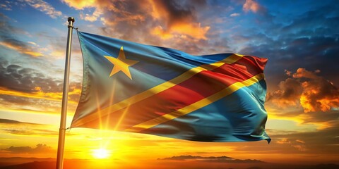 Congolese Flag Sunset Independence Day: Vibrant Celebration