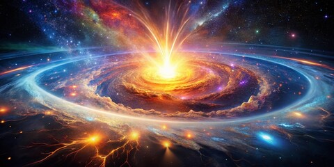 Obraz premium Cosmic Birth: An Aerial View of the Big Bang's Expanding Energy Waves