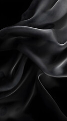 Fototapeta premium Black Silk Fabric Texture: Elegant Flowing Folds in High-Contrast Luxury Design Background