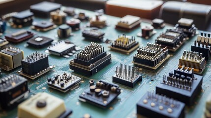 Close-up of Electronic Components on a Circuit Board