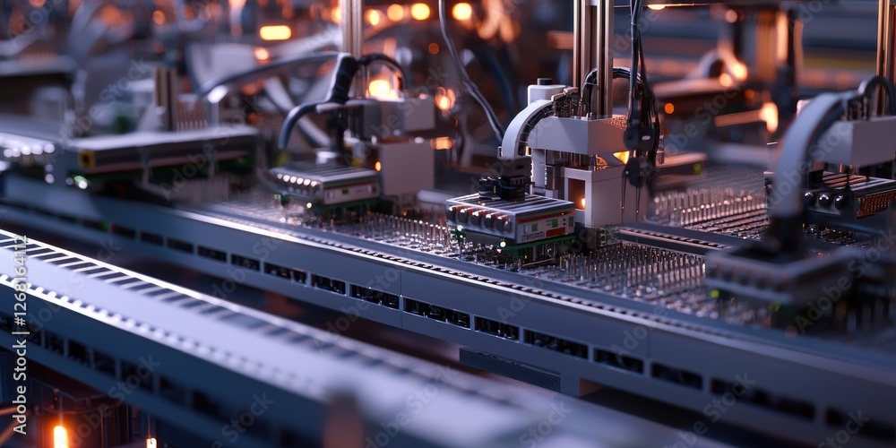 Leinwandbilder a network of connected digital devices illustrating the economic influence of automation in industri