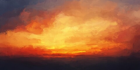 Obraz premium A textured watercolor blend with soft strokes of orange, yellow, and red, resembling a warm sunset sky, with slight imperfections for a natural, artistic touch.