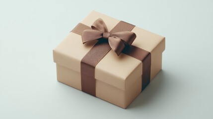 A square beige colored gift box that has an elegant shape and exquisite details. Holiday content