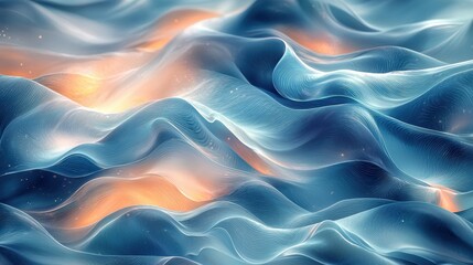 Obraz premium Abstract waves in blue and orange, evoking fluidity and movement.