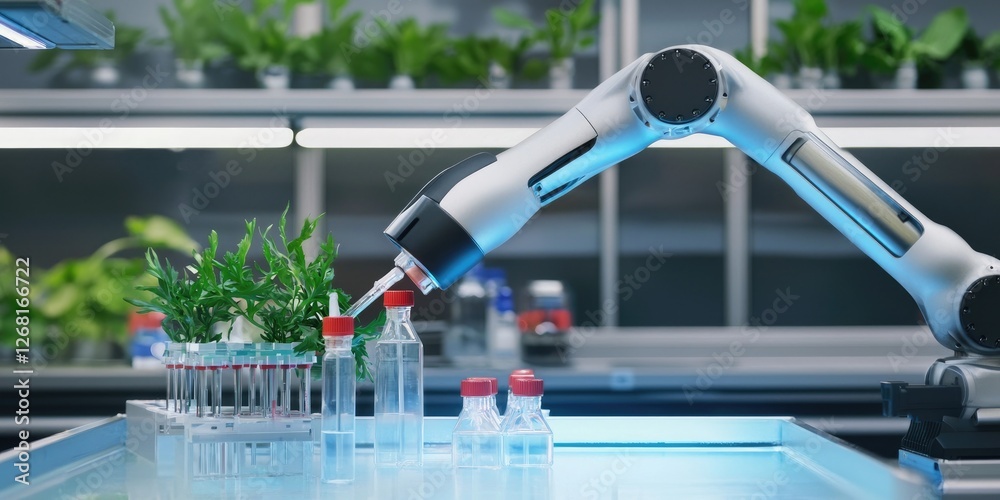 Wall mural intricate details of a pipetting robot, with the robotic arm preparing samples for analysis.