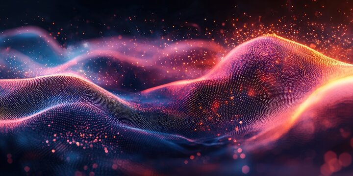 An abstract scene where futuristic art evokes a sense of innovation and technology, utilizing dynamic shapes and glowing effects to create a rich and immersive visual exp