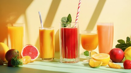 Freshly Squeezed Juice and Fruit Arrangement