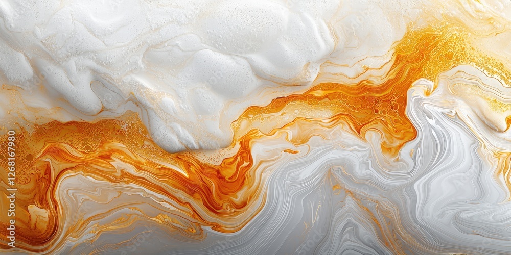 Poster An abstract visual with marbling fluid art, highlighting the elegant and spontaneous patterns that emerge as colors mix and flow, creating a dynamic and visually engaging