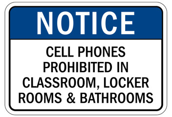 Fototapeta premium No cellular phone allowed sign cell phones prohibited i classroom, locker rooms and bathrooms