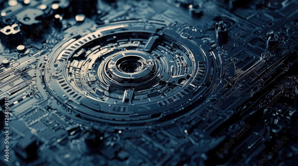Aufkleber Macro shot of a blueprint for robotic engineering, featuring detailed designs and specifications for a new project.
