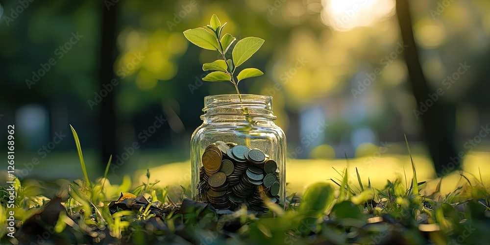 Poster personal finance management focused on savings strategies with clear visualizations of goals and pro
