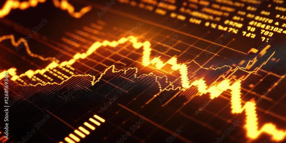 Poster economist presenting market trend analysis with detailed graphs and projections in a professional an