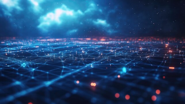 Abstract Network with Blue and Red Lights