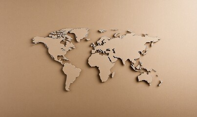 3D world map on beige background