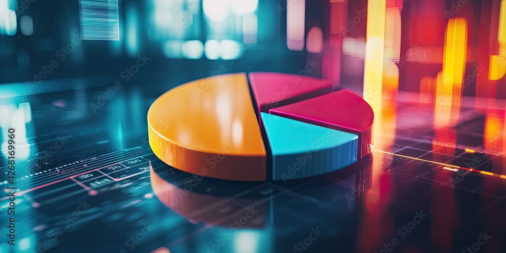 Aufkleber Finance presentation featuring a pie chart of profit sources, with sharp divisions and bright colors for a professional appearance.