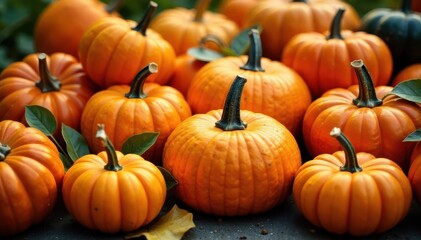 Gourds and pumpkins in a colorful arrangement with golden light, still life, vibrant colors