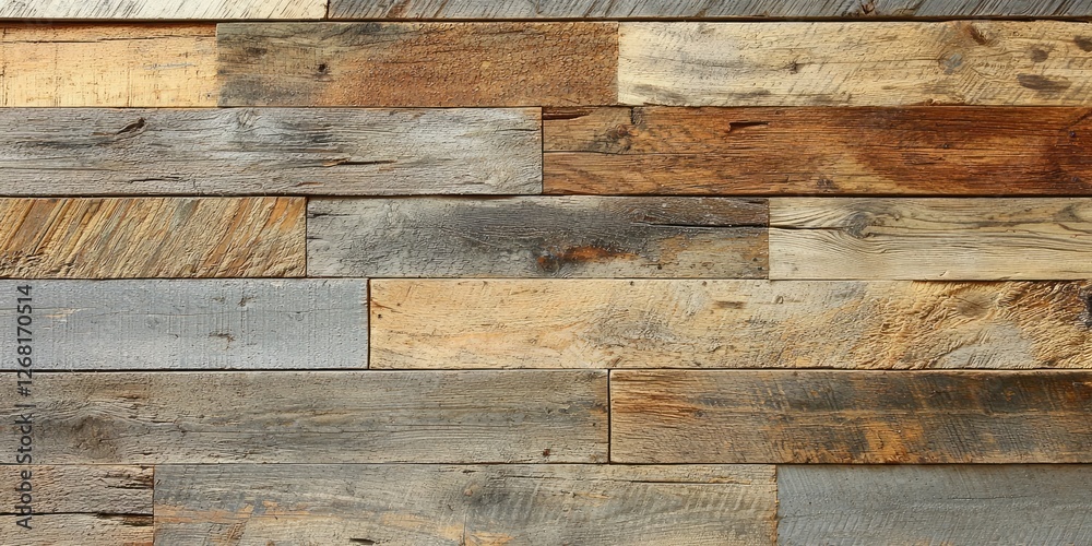 Poster high-resolution shot of reclaimed wood with weathered texture and layered paint, ideal for vintage-i