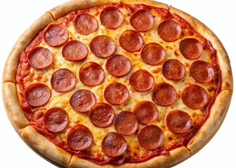 Delicious Pepperoni Pizza with Abundant Toppings - Isolated on Transparent Background