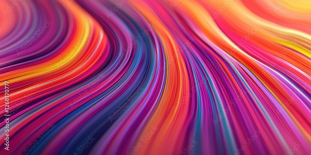 Poster macro shot of wavy distorted stripes with vibrant colors and fluid motion, ideal for creative abstra