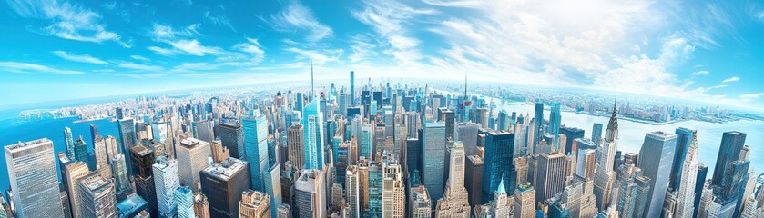 Vibrant Utopian Cyber City with Interactive Digital Screens and Stunning Skyline Views