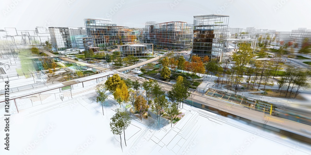 Poster Advanced interface for managing urban development, with holographic overlays, live infrastructure data, and interactive design tools.