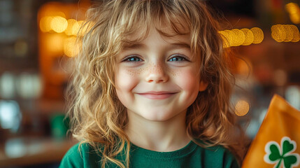 Fototapeta premium A child having fun at a St. Patrick's Day party