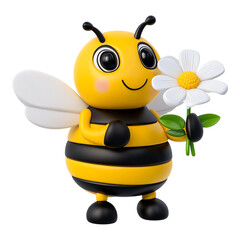 Cute Bee Holding Flower Icon - Ideal for Nature Blogs and Kid's Education Materials