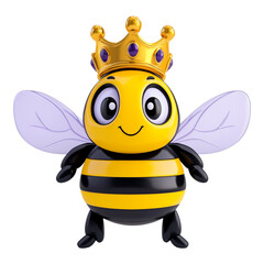 Cute Bee Wearing a Tiny Crown Icon - Ideal for Children's Books and Nature Blogs