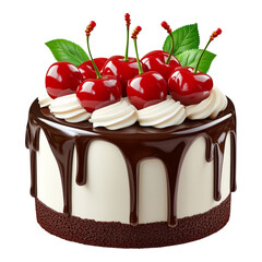 Delicious Black Forest Cake with Cherries - Ideal for Bakery Promotion and Dessert Recipes