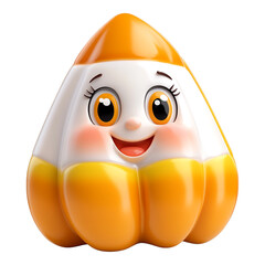 Cute Candy Corn Character with Happy Face Icon - Ideal for Halloween Designs and Children's Illustrations