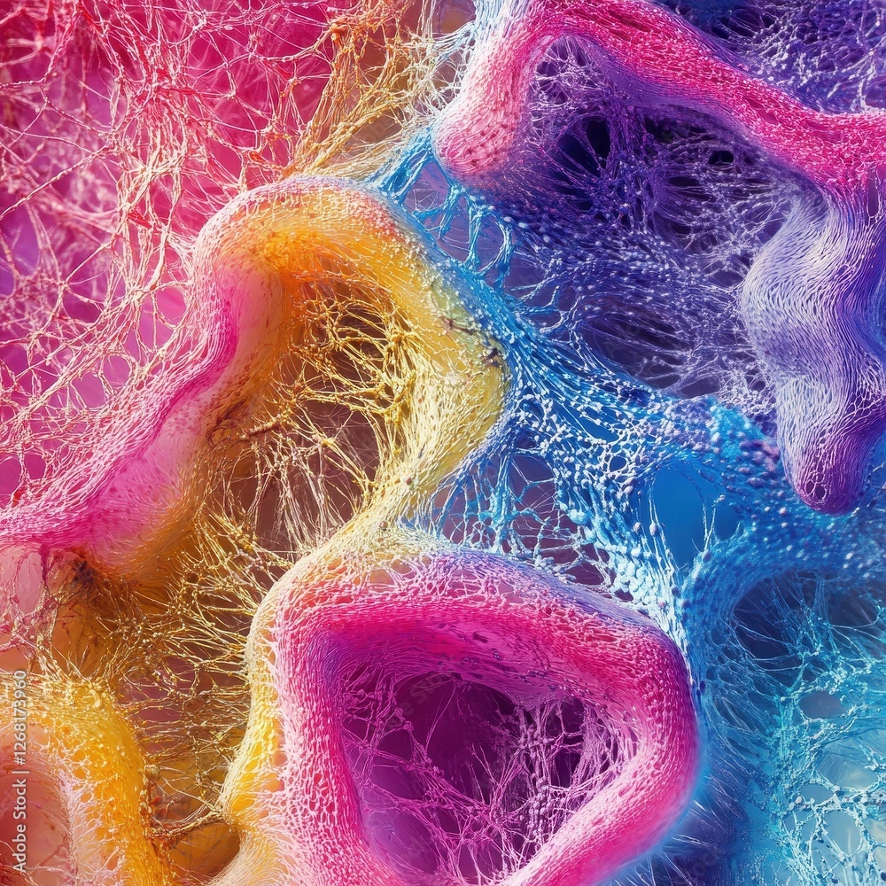 Fototapete intricate network of colorful organic structures with varying textures