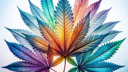 Double Exposure Cannabis Leaf Abstract Art - White Background Stock Photo