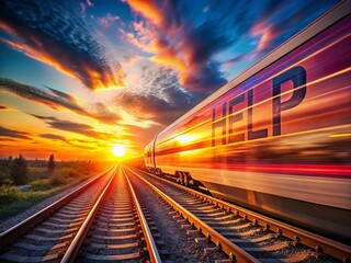 Fototapeta premium Double Exposure: Hopeful Train Journey, Abstract Help Concept