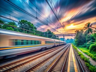 Fototapeta premium Double Exposure: High-Speed Train, Howrah, India - June 12, 2022