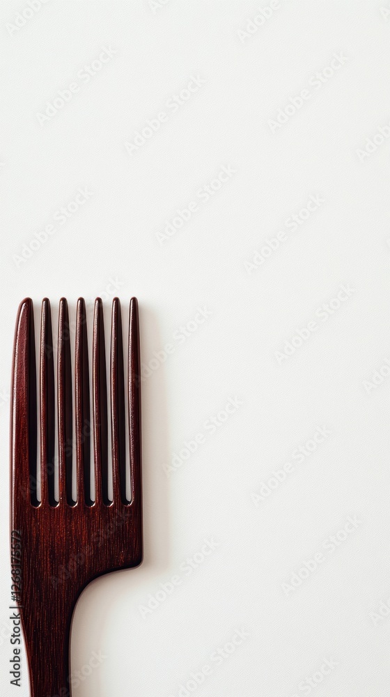 Aufkleber close up view of a wooden comb resting on a clean surface with strands of hair attached ready for st